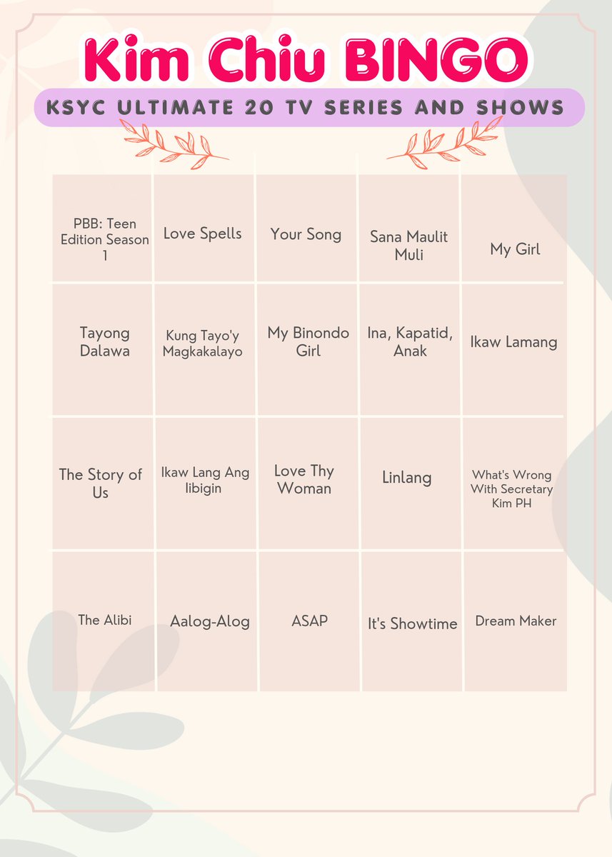hourlyKimPau's tweet photo. Get ready to mark your cards! 

​From her iconic breakout roles to her intense thrillers, #KimChiu has spent two decades dominating Philippine television. 

​How many of these 20 career-defining TV projects have you watched?

Drop your cards &amp; score below! 
#20YearsOfKimChiu https://t.co/de8sk0e8lh