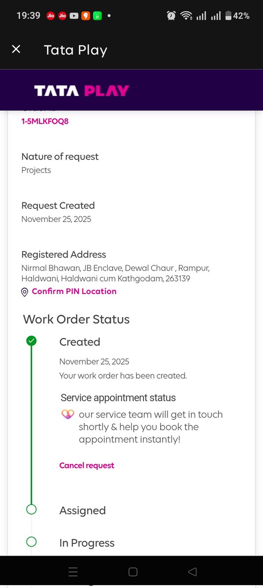 RTshooter's tweet photo. @TataPlayin what kind of support is this ? You create project request for LNB upgrade. Ur guy never appears on the site. Months later when I ask CSR team about the update, he takes 58 minutes to comprehend. Opens up same request and 3 days on , no one is assigned to attend it. https://t.co/K0FbVeByWZ