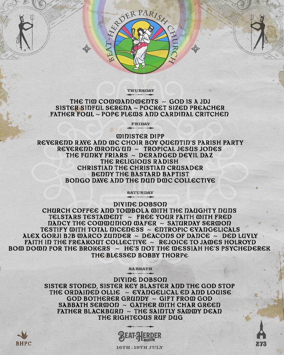 Beatherder's tweet photo. ⛪️😇 THE CHURCH! 😇⛪️

Clap y'hands &amp; say YES!
God might be a DJ

Blasting from the pulpit &amp; dishin' it from the lectern, there'll be singing &amp; raving on the pews a'plenty for you sinners!

The only way to the top is on your knees!

TICKETS - https://t.co/uNlUYb5EXz

HERD EM UP x https://t.co/fzH1l0biSk