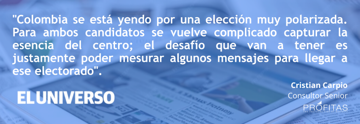Profitas's tweet photo. 🗳️ ¿𝗣𝗼𝗱𝗿á 𝗔𝗯𝗲𝗹𝗮𝗿𝗱𝗼 𝗱𝗲 𝗹𝗮 𝗘𝘀𝗽𝗿𝗶𝗲𝗹𝗹𝗮 𝗺𝗮𝗻𝘁𝗲𝗻𝗲𝗿 𝘀𝘂 𝘃𝗲𝗻𝘁𝗮𝗷𝗮 𝗲𝗻 𝗹𝗮 𝘀𝗲𝗴𝘂𝗻𝗱𝗮 𝘃𝘂𝗲𝗹𝘁𝗮 𝗲𝗻 𝗖𝗼𝗹𝗼𝗺𝗯𝗶𝗮?

@CristianCarpioB  Consultor Senior en @Profitas, analiza en @eluniversocom  el escenario estratégico para el balotaje presidencial del 21 de junio:

📈 De la Espriella lidera como outsider, pero deberá moderar su discurso para capturar el voto del centro.
💼 El 6.92% de Paloma Valencia y la movilización de los indecisos serán determinantes frente a Iván Cepeda.
⚡ En una campaña polarizada, el éxito dependerá de reducir confrontaciones y apelar a la unidad.

🔗 Análisis completo: https://t.co/aRFD8vqI2V

#Colombia #RiesgoPolitico