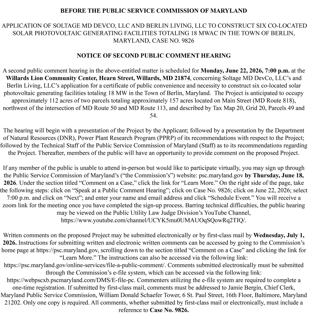 SoltageSolar's tweet photo. Notice to residents and businesses in Berlin, Maryland: https://t.co/AcO623B3rv