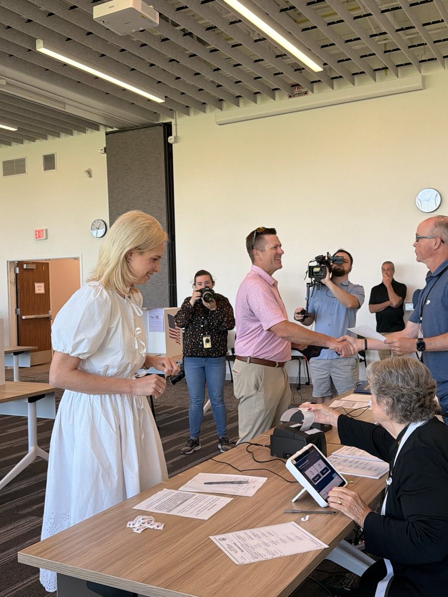 hinsonashley's tweet photo. Cast my vote with my husband, Matt, right by my side. 

Extra thankful to him for being my rock on this crazy ride. Love you, Matt, let’s go win this thing! https://t.co/qbqqzd9cr0
