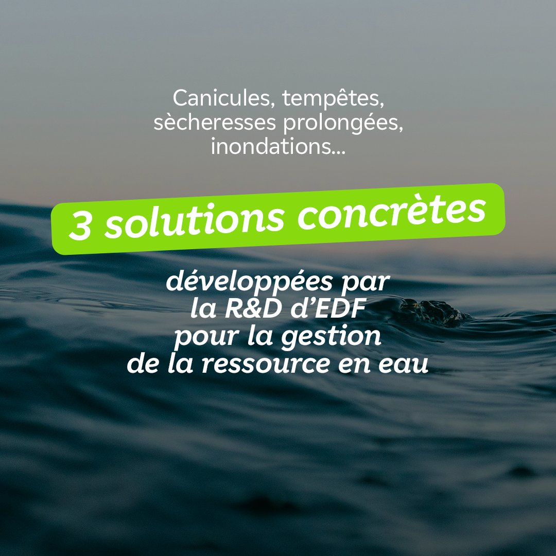 EDFofficiel's tweet photo. En France, la production électrique d'EDF dépend d'environ 90 % de la ressource en eau : pour l'hydroélectricité, et comme source de refroidissement pour les sites nucléaires.
Avec notre R&amp;D, nous innovons chaque jour pour adapter nos activités au changement climatique. 👇