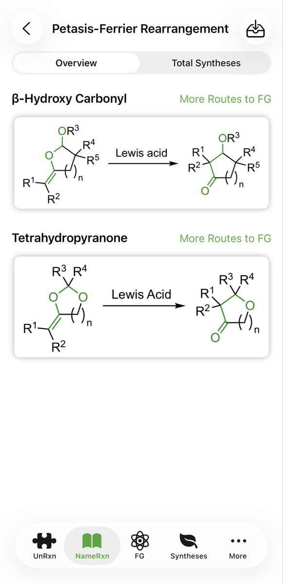 SynStrategy's tweet photo. The Petasis-Ferrier #rearrangement transforms vinyl acetals into β-hydroxy ketones in the presence of a Lewis acid. Cyclic substrates result in tetrahydropyranones, a strategy applied in the #TotalSynthesis of (-)-Okilactomycin by the Smith group.

Links in thread! https://t.co/8adPGL2V4t
