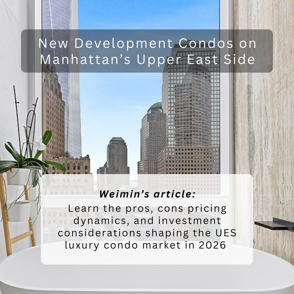 WeiminTan's tweet photo. Unlike many Downtown Manhattan neighborhoods that lean more heavily toward smaller investor-oriented layouts, Upper East Side new developments are often designed around larger residences, quieter residential streets, and long-term ownership. Many buyers here are purchasing for personal use, multi-generational living, or long-duration wealth preservation rather than purely short-term investment returns.

Read the full article here: https://t.co/B6E3QbKCvW