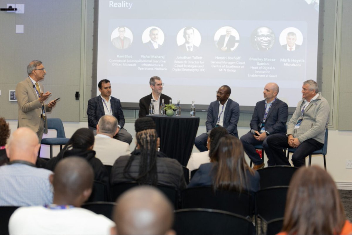 MicrosoftSA's tweet photo. The Microsoft Digital Sovereignty Summit wraps up with Didier Ongena sharing the path forward for South Africa’s sovereign digital future. A day of trust, transparency, and transformation. #DigitalSovereignty #MicrosoftSA #FutureReady https://t.co/33klH7LXRA