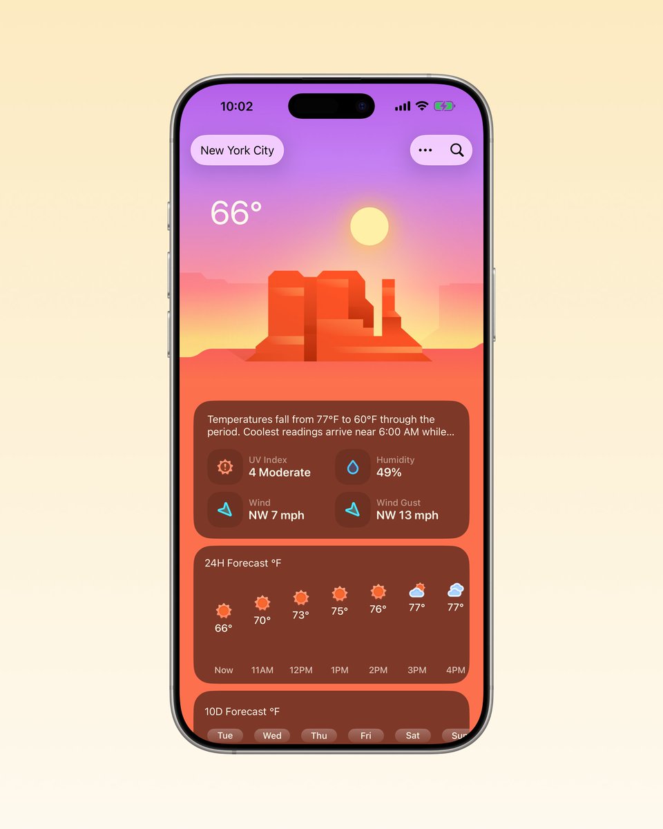 weather_mini's tweet photo. New York City (Jun 2): 66°F now, with temperatures from 53°F to 77°F.
Feels like 68°F. Humidity 49%, NW wind 7 mph, precipitation 0%.
Sunrise 05:26 AM; sunset 08:22 PM.

#NewYork #Weather #WeatherMini

Captured in Weather mini: https://t.co/3O3rkOOoMZ https://t.co/4vIll6Jl2f