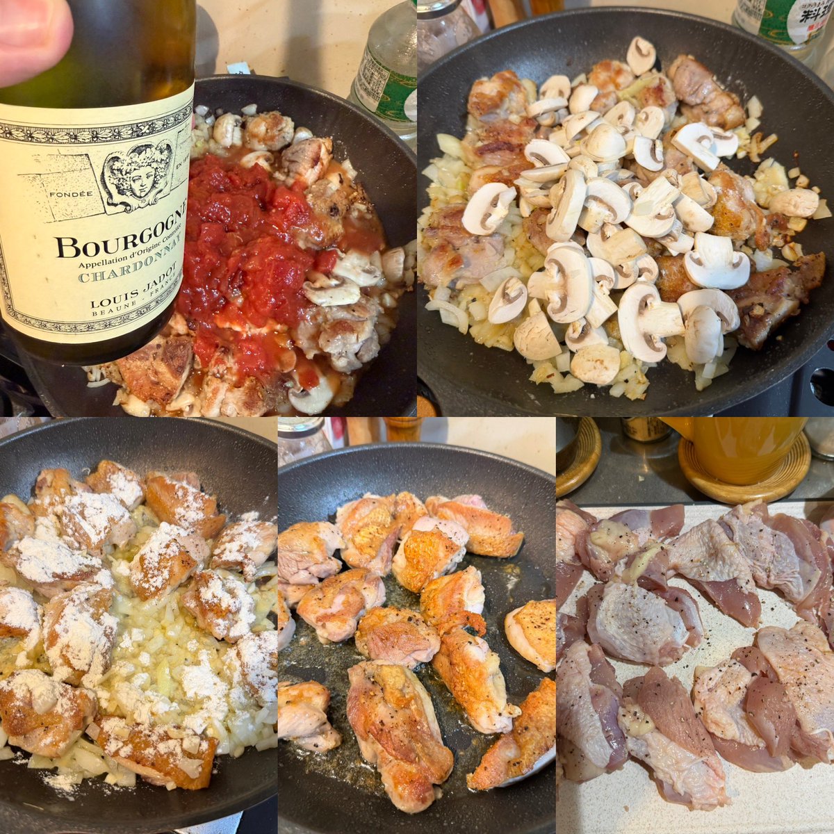 OliverJia1014's tweet photo. Chicken chasseur is an easy, but tasty weeknight meal and you can do it all in one frying pan.

Chicken that falls apart after 30 minutes of cooking, rich tomato sauce with wine and soy sauce, mushrooms, onion, and thyme with a side of pasta.

What more could you want? https://t.co/cOyMBDAtmf