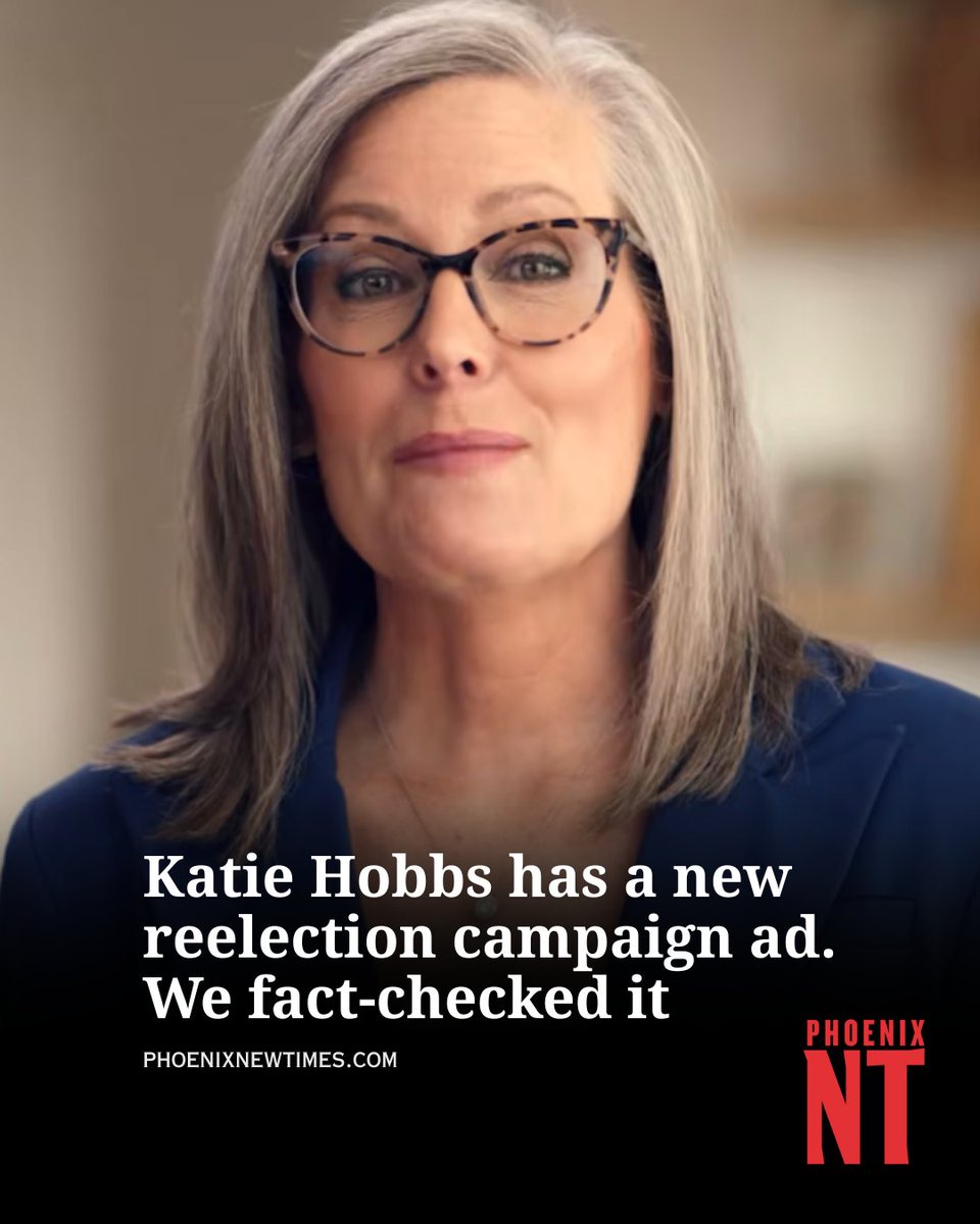 phoenixnewtimes's tweet photo. Arizona Gov. Katie Hobbs is reintroducing herself to voters as she runs for reelection.

🔗: https://t.co/4cehPQc84w https://t.co/BOOnu9qa29