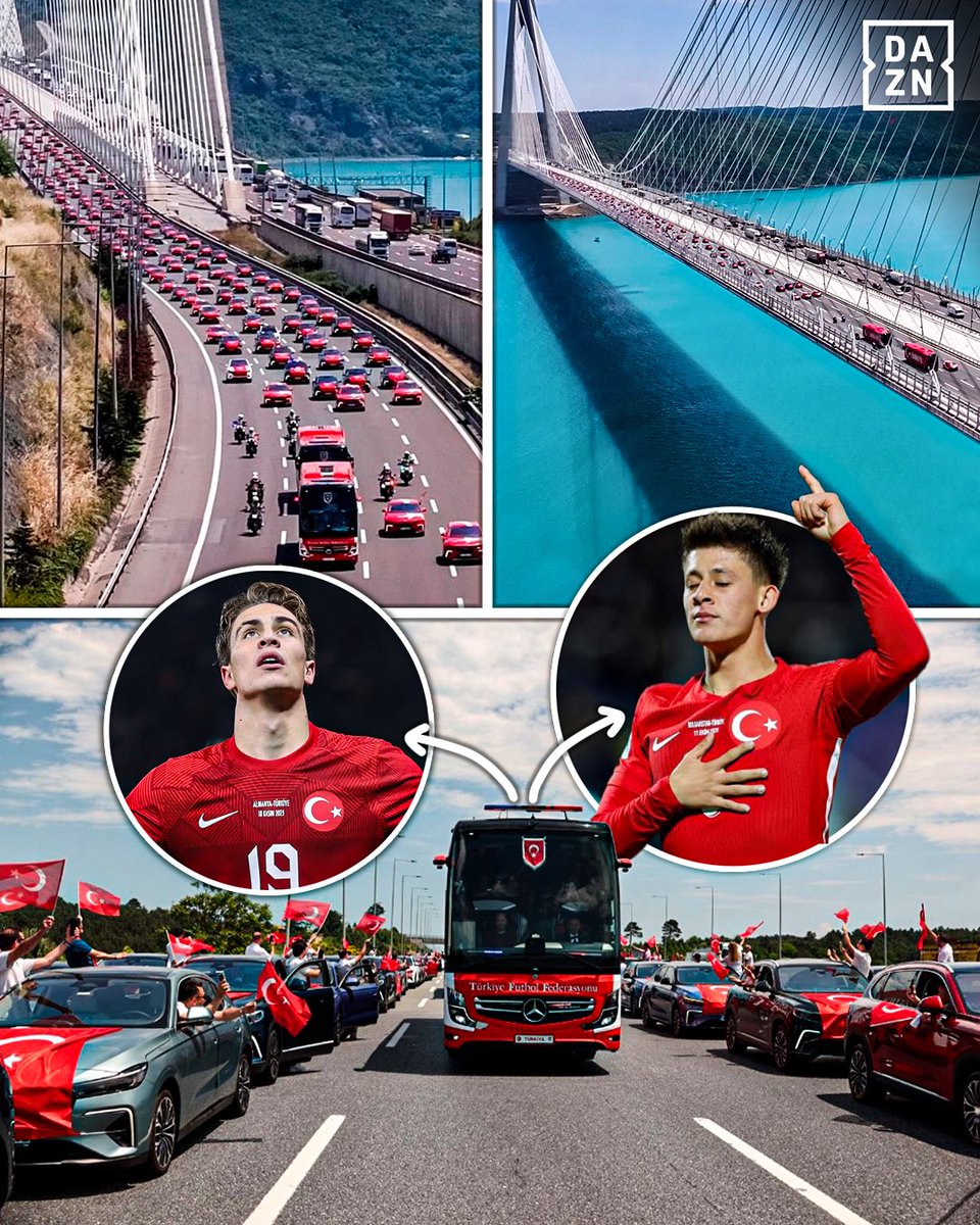 DAZNFutbol's tweet photo. La despedida a Turquía antes de viajar al Mundial 🥹🇹🇷

Brutal caravana de coches para escoltar a la selección 🫂

#DAZNMundial https://t.co/Hhs683FzFw