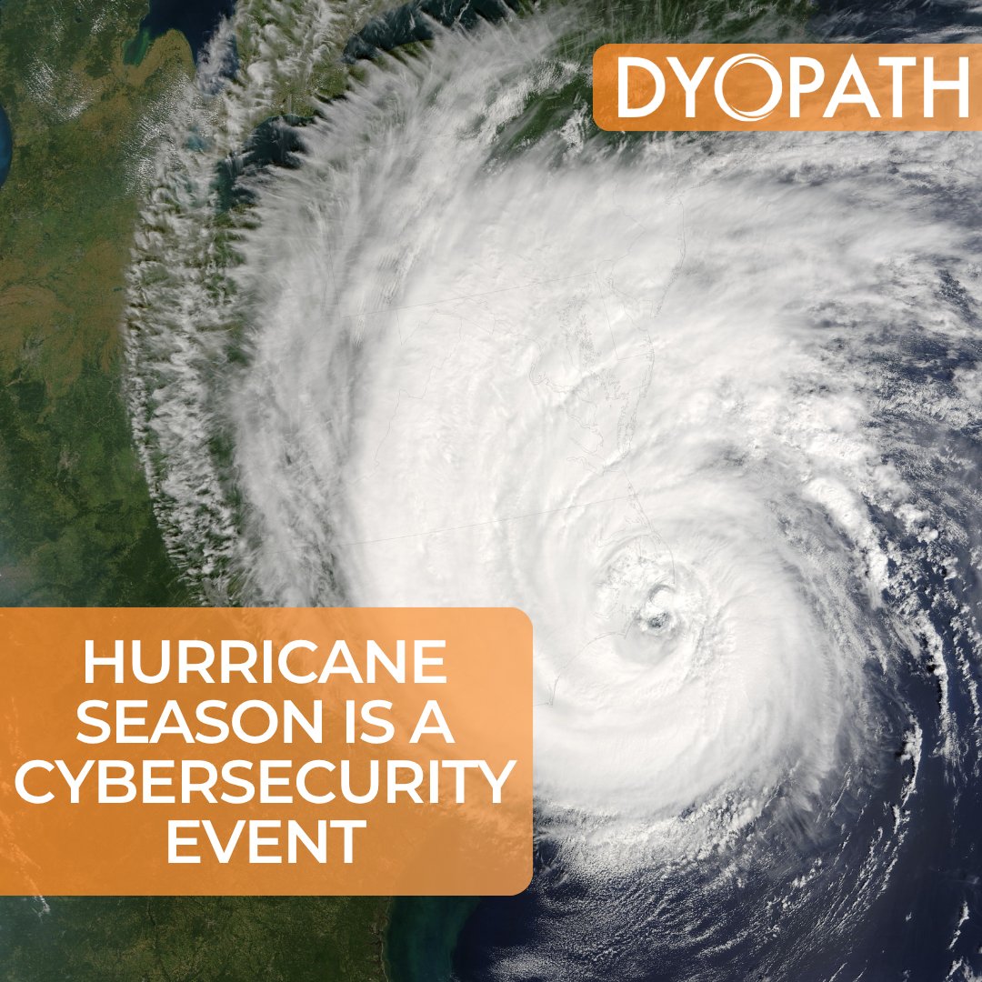 DYOPATH's tweet photo. Hurricane season is usually viewed as an operational risk, but it’s also a cybersecurity event!

At DYOPATH, disaster recovery planning always includes cybersecurity resilience, because recovery starts long before a storm arrives.

#Cybersecurity #DisasterRecovery #DYOPATH https://t.co/PSZl1djf2W