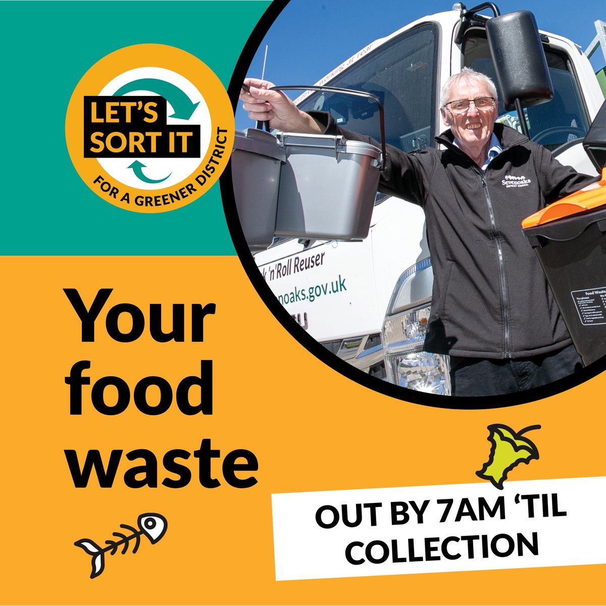 SDC_newsdesk's tweet photo. Your food waste will be collected at a different time to your other waste, by a different vehicle. Please leave it at the edge of your property from 7am on collection day until it’s been picked up by the food waste crew.

Find out more -
https://t.co/wiaylpsVgv https://t.co/MIyAsuha5z