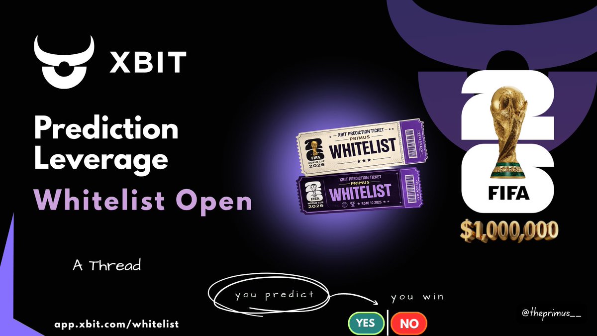 theprimus__'s tweet photo. GUESS WHAT ?

you want to say WHAT ? or you want to PREDICT what it can be ?

but wait I have something better you can predict about 

Its World Cup again lets predict 

@XBITDEX Prediction Leverage whitelist caught my attention.

#XBIT is attempting something different by bringing leverage, strategy, and early access opportunities together ahead of the World Cup.

you can be part of the 7k people that sign up already 

join ▸https://t.co/IvpU53dMA4

of course let me tell you more about this 

A Thread 🧵🔻