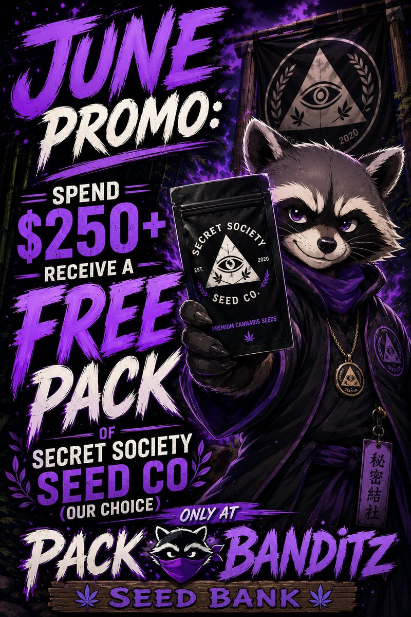 packbanditz's tweet photo. 📦🦝 𝙅𝙐𝙉𝙀 𝙋𝙍𝙊𝙈𝙊 📦🦝

💰🦝 𝙎𝙋𝙀𝙉𝘿 $250+ & 𝙍𝙀𝘾𝙀𝙄𝙑𝙀 𝘼 𝙁𝙍𝙀𝙀 𝙋𝘼𝘾𝙆 𝙊𝙁 𝙎𝙀𝘾𝙍𝙀𝙏 𝙎𝙊𝘾𝙄𝙀𝙏𝙔 𝙎𝙀𝙀𝘿 𝘾𝙊. (𝙊𝙐𝙍 𝘾𝙃𝙊𝙄𝘾𝙀) 🎁🔥

Looking to load up on some of the best genetics in the game? Now’s the perfect time! Every order of $250+ will receive a FREE Secret Society Seed Co pack on us while supplies last. 🧬🌱

🔥 Premium Genetics
📦 Fast Shipping
🎁 Free Secret Society Seed Co Pack
🦝 Only At Pack Banditz Seed Bank

⏳ Limited Time Promo — Don’t Miss Out!

🌐 https://t.co/WNt7sa74cx