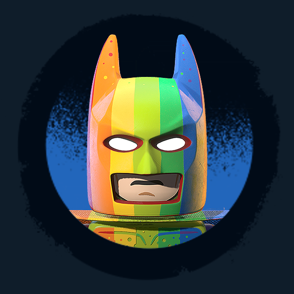 LegoCharacters's tweet photo. The LEGO Character of the day is Batman (Rainbow Batman) from LEGO Batman: Legacy of the Dark Knight https://t.co/eTVcjZp7kU