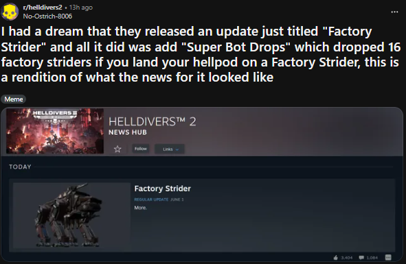 Helldivers_NOW's tweet photo. what a wild dream https://t.co/3RnaG1ahIl
