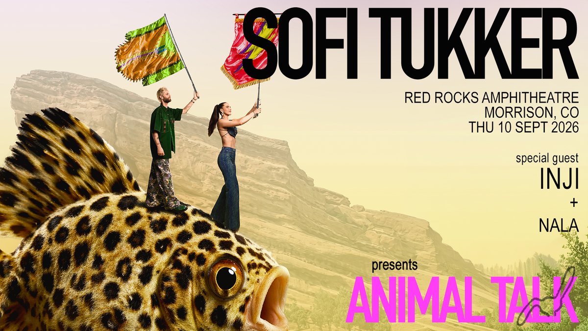 RedRocksCO's tweet photo. NEW SHOW: Grab your purple hat and cheetah print and get ready to dance when @sofitukker returns to #RedRocksCO on Sept. 10, 2026 🐆 Tickets on sale Friday, June 5 at 10am MT!

🎫 https://t.co/PcxXwpbdrh https://t.co/OFlML9JjuP