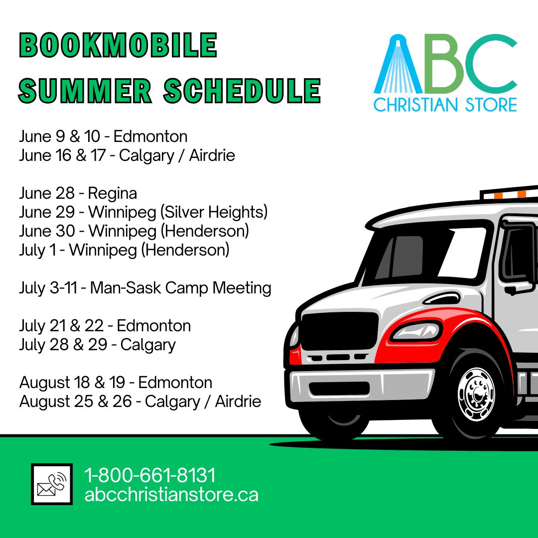ABAdventist's tweet photo. ABC Bookmobile Summer Schedule
Visit website: https://t.co/chc7fg5qzj
#abcchristianstore #abclacombe #abcbookmobile https://t.co/QhdbBEzxVM