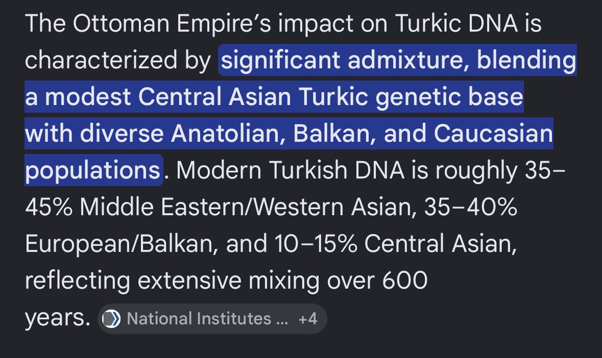 cosmicwizardguy's tweet photo. @d9_m4 @Apocalypse93760 @HMBohemond @LookAtMyMeat1 This is not true, modern turks have a significant genetic link to the turks and other groups that formed the Ottoman empire. https://t.co/BVFA9kPNoA