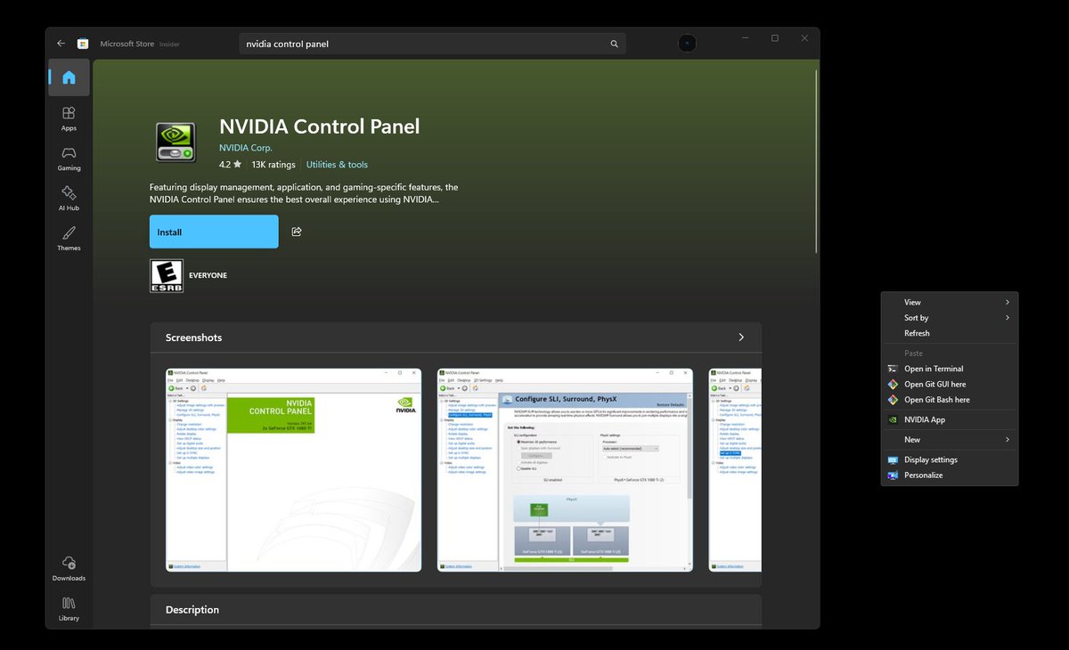 itsHemu2K's tweet photo. If you recently Updated your NVIDIA driver to 610.47 and can't find the Control Panel in your right-click menu anymore, it's because the Newest Driver removes it

You can get it back by installing it from the Microsoft Store

Search: "NVIDIA Control Panel" and Install it🚀 https://t.co/l4vbsl2IAT
