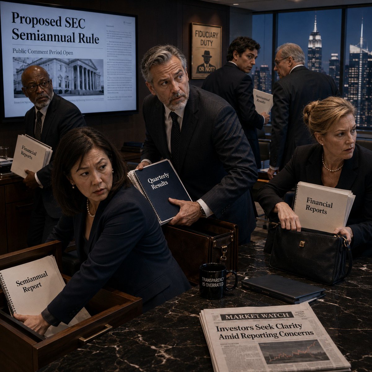 keepitquarterly's tweet photo. SEC Rule S7-2026-15 would let public companies hide bad numbers for six months at a time. Insiders dump their shares before disclosure, retail buys the bag. Comment is open until early July.