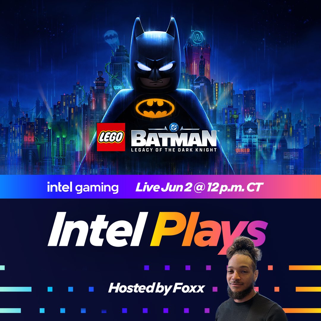 IntelGaming's tweet photo. Time to build our legacy 🦇

On today's Intel Plays we're playing more @LEGODCGame's: Legacy of the Dark Knight! Come hang out with us as we patrol the streets of Gotham

⏰ 12PM CT
https://t.co/mezhSRkWJ5 https://t.co/cHtDxNZb55