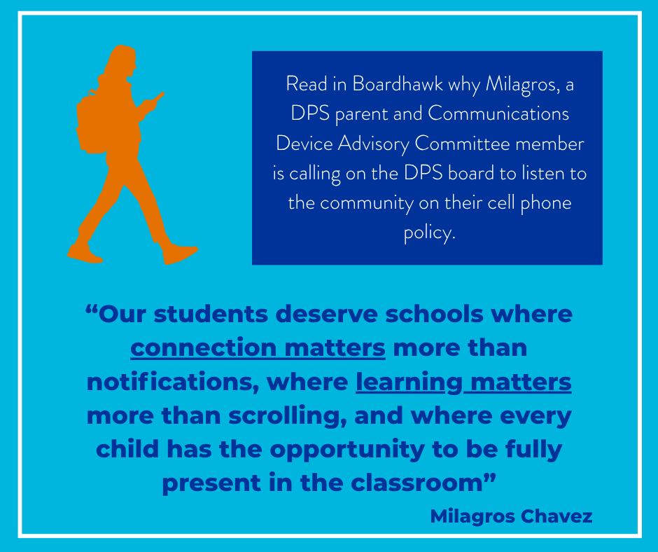 ColoradoStand's tweet photo. DPS asked parents &amp; educators to study cell phones in schools.Their recommendation:an away all day policy for all https://t.co/CtrfY30OsL board members are talking about watering it down. Committee member Milagros on why she's asking them not to:https://t.co/I1J7OAKRB2 #edcolo https://t.co/r3hao7MPl3