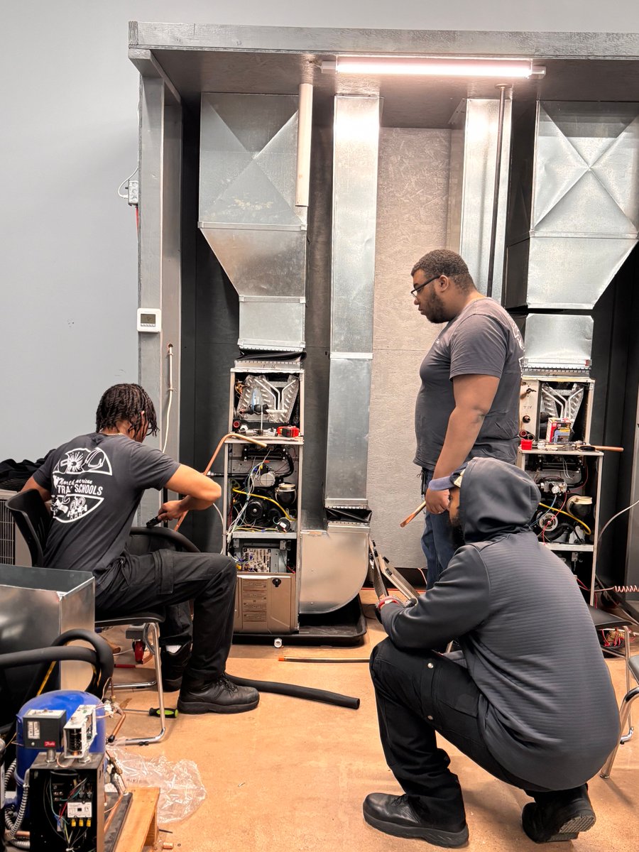natrades's tweet photo. HVAC students at NATS get hands-on time with furnaces, condensers, and refrigerant systems before they ever step foot on a job site. That's the point of trade school. 

#HVAC #TradeSchool #HVACTraining #Baltimore #SkilledTrades https://t.co/NyONqZ9NW5