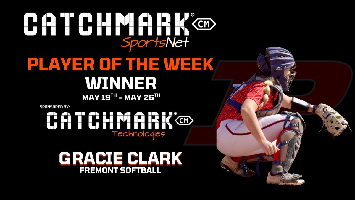 CatchMarkSports's tweet photo. π Player of the Week Winner! π
Congratulations to Gracie Clark of Fremont Softball on being named this weekβs CatchMark SportsNet Player of the Week!
#PlayerOfTheWeek #CatchMarkSportsNet #FremontSoftball #CatchMarkTechnologies https://t.co/CDtDLkI0s3