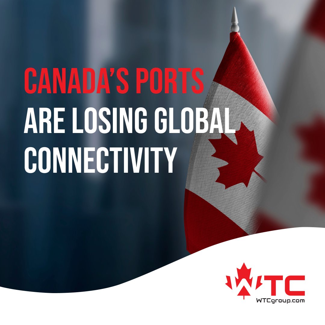WTCGroupInc's tweet photo. The Bank of Canada just flagged something Canadian shippers should know: Canadian ports have become significantly less connected to global maritime networks since 2016, meaning more indirect routes, longer transit times, and greater supply chain risk. https://t.co/9lhnv0GU1I https://t.co/toGfHCsnlJ