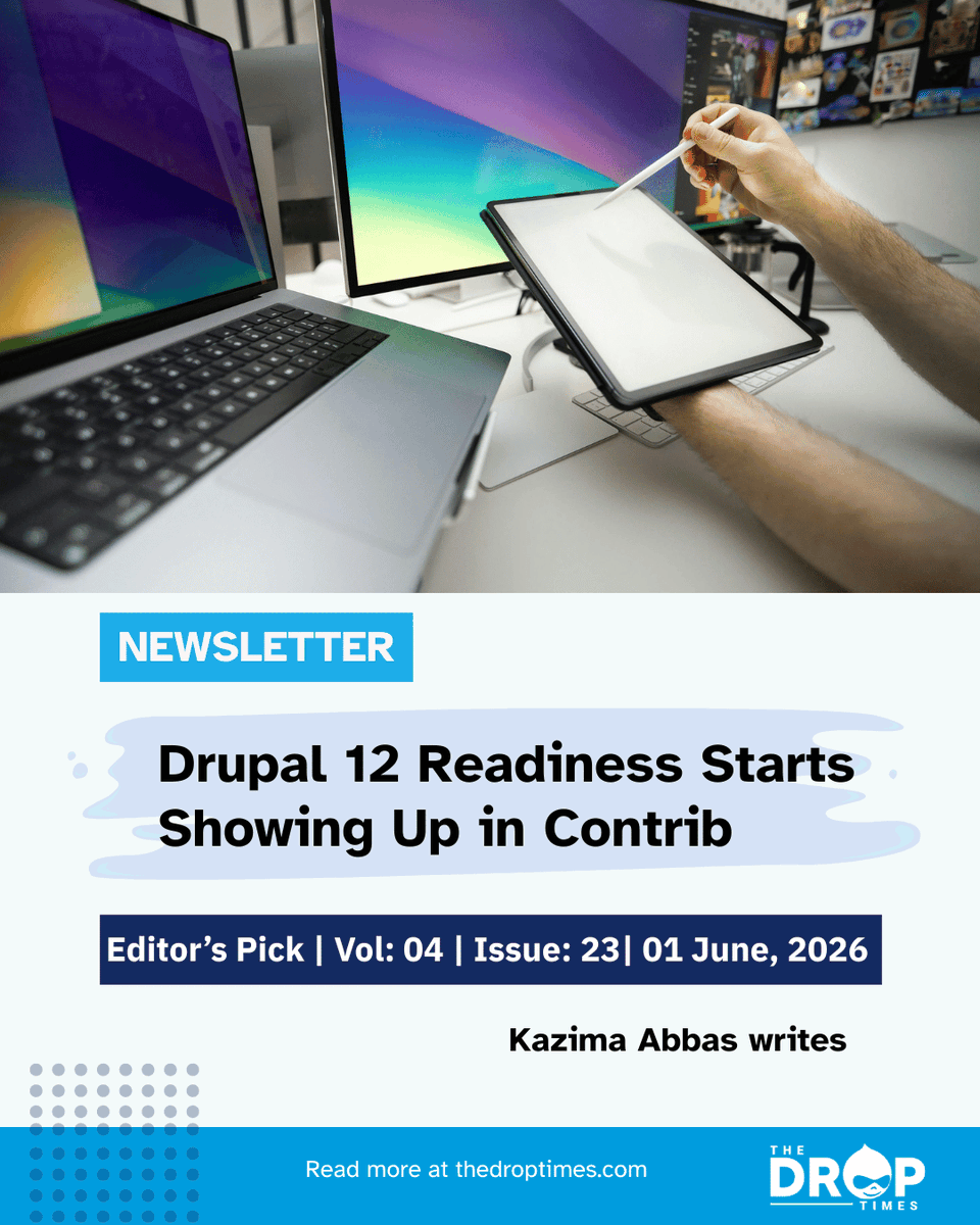 thedroptimes's tweet photo. Editor's Pick Vol. 4, Issue 23 highlights early Drupal 12 readiness in contrib.

Scheduled Transitions 2.9.0-beta4 already declares Drupal 12 compatibility, underscoring the value of early dependency reviews.

https://t.co/5dz1T8KyW6 

#Drupal #Drupal12 #OpenSource #WebDevelopment