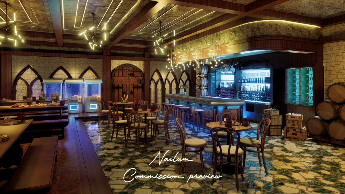 ArtNailum's tweet photo. Old tavern comfort meets the relaxed atmosphere of an underground bar.

---Animated background commission--- 

commission: @ThorRunefall 
Background and animation : @ArtNailum 

#background #opencommissions #Vtuber #VTuberAssets #thunderender https://t.co/RKhr5ndUMq