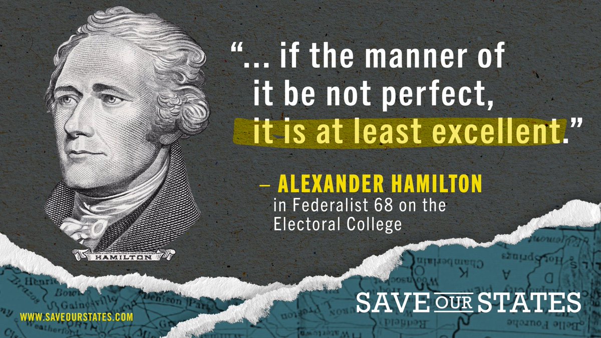 SaveOurStates's tweet photo. Nothing in this world is perfect, but some things are excellent.

The Electoral College is one of those things. https://t.co/8B6jE6lTGE