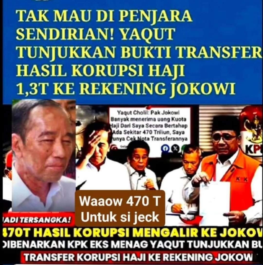 herculep638's tweet photo. yaqut tunjukkan bukti transfer korupsi haji ke rekening jokowi https://t.co/keYzewhJhM