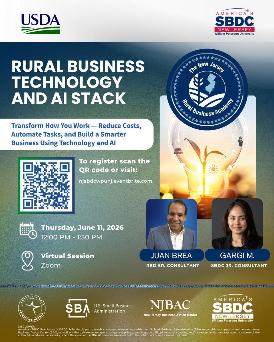 WPSBDC's tweet photo. Still spending hours on tasks AI can handle in minutes?

Join our webinar to learn how to reduce operational costs, automate workflows, and integrate AI into your business.

📅 June 11 | 12:00 PM to 1:30 PM | Zoom
🔗 Register https://t.co/PuoFJ7JD4G https://t.co/ee362zPYke