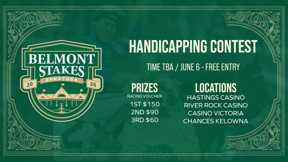 BCRacebook's tweet photo. Handicapping Contest throughout the weekend!
Join us at your nearest location and take your shot at winning!! https://t.co/5iTR8zg3fj