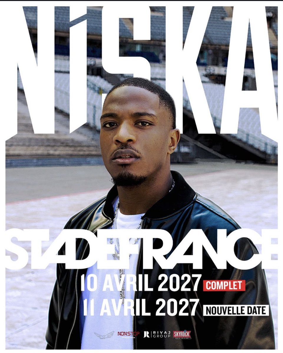 rvpfr__'s tweet photo. 🚨DINGUERIE ! 

LE STADE DE FRANCE DE NISKA EST DÉJÀ SOLD-OUT EN SEULEMENT 5H ! 🤯🔥

Et il vient déjà d’annoncer une 2ème date au Stade De France ! 🏟️🇫🇷

📆10 AVRIL 2027 
📆🆕11 AVRIL 2027 https://t.co/hTZ7bRk9Zx