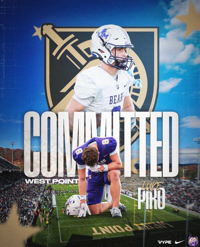 luke_piro's tweet photo. After prayer and talking with my family I’m blessed to announce my Commitment to The United States Military Academy at West Point! Thank you to my Family, Coaches, and Friends who have supported me throughout my journey!! 🏴‍☠️ 
@cblackshear @coach_sloan @Coach_romero18 @CoachJeffMonken @coachcooper_mhs @CoachRGresham @josh_bolfing @TFloss32 @ArmyWP_Football