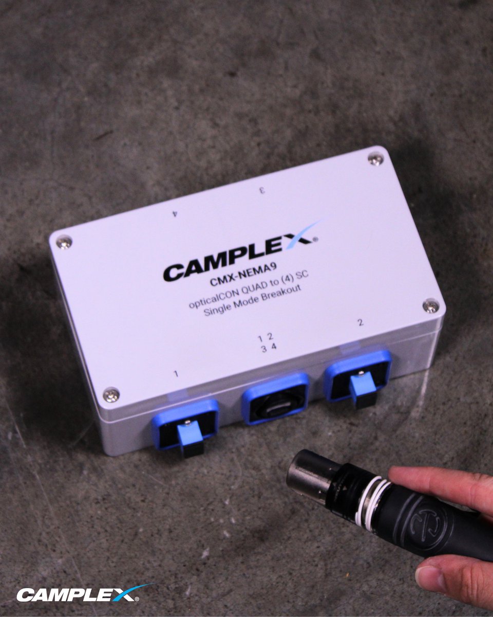 Camplex_Fiber's tweet photo. Camplex NEMA rugged fiber optic adapter-breakout boxes provide a reliable solution for converting in harsh conditions. 

Discover the NEMA Breakout Box Series: https://t.co/IH9OPWvSB4

#Neutrik #FiberOptics #BroadcastEngineer #DataInfrastructure #LiveProduction https://t.co/OLaYIEn4J0