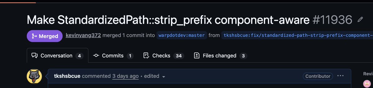 KumarTanay7's tweet photo. First PR merged into @warpdotdev 
Squashed a sneaky path bug: /repo was being matched as a prefix of /repository/foo.rs, leaking sibling files into the repo on remote paths. Made the prefix strip component-aware instead of byte-based + added regression tests as well.
Loved it! https://t.co/ogNSJ6JKvk