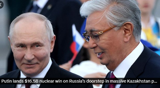 HopfJames's tweet photo. Russia has signed a %16.5 billion contract to build Kazakhstan's first nuclear plant.  Russia will finance 85% of the cost.  The plant will have two large Russian design reactors.  Article link in reply. https://t.co/1CpCQtU22H