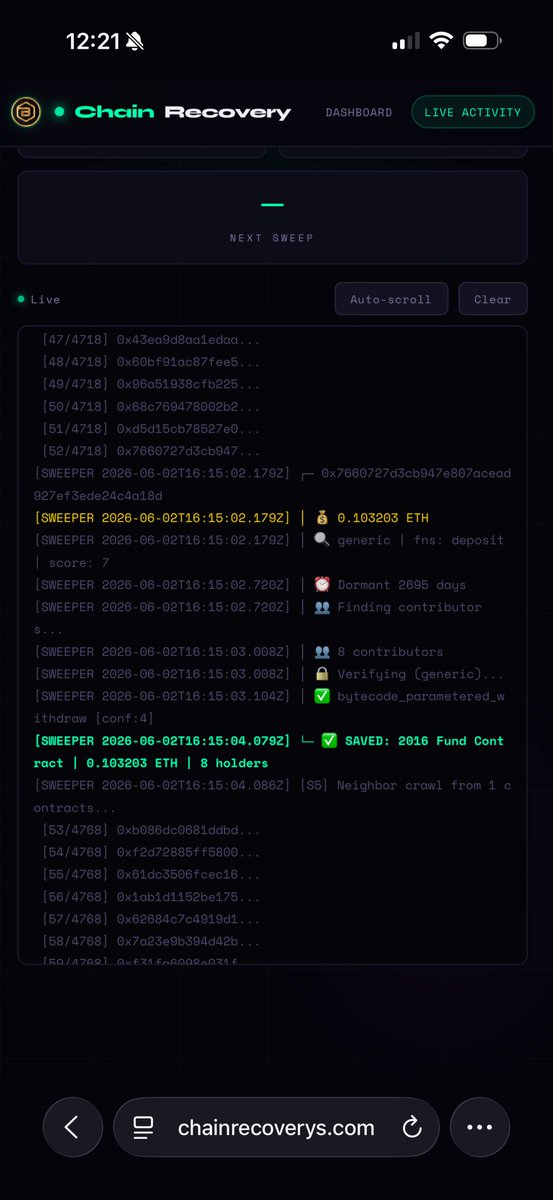 SAFUDEV0702's tweet photo. Pretty cool stuff just watching the sweepers work. Check it out sometime, even if you don’t have stuck funds. Still cool tech if you appreciate that kind of stuff. #BESC #MONEY #CHAINRECOVERY 

https://t.co/Y3lQtdHFvC https://t.co/SkoUdrGIs7