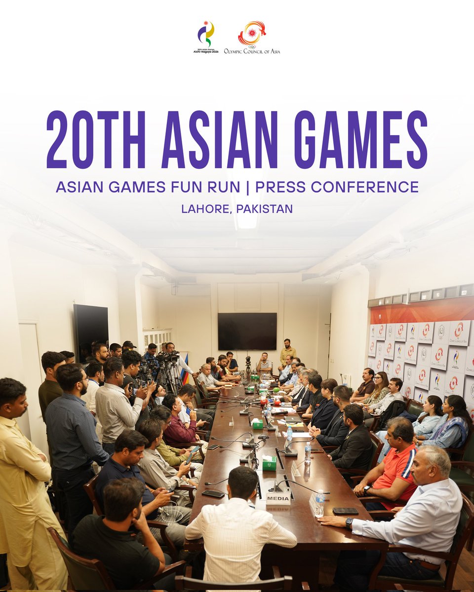 AsianGamesOCA's tweet photo. The journey to the 20th Asian Games Aichi–Nagoya 2026 is gaining momentum in Pakistan! 🇵🇰

The Pakistan Olympic Association (POA) hosted a media briefing in Lahore ahead of the upcoming OCA Fun Run, attended by POA President https://t.co/V0YmljSm2V