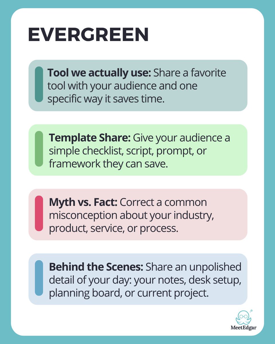 MeetEdgar's tweet photo. June content planning? Edgar’s got you. 🐙
Use these seasonal prompts, evergreen ideas, and key dates to keep your calendar moving this month. https://t.co/gfxPrO9J9g