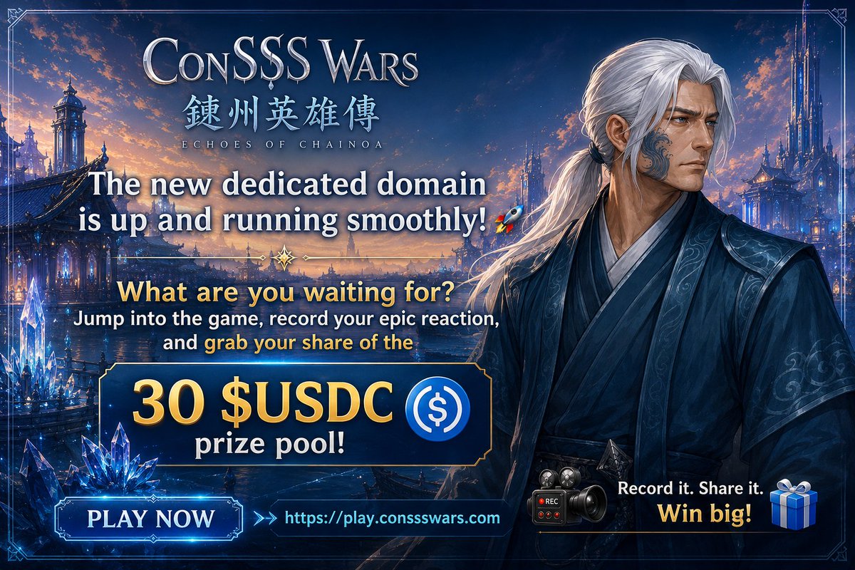 conssswars's tweet photo. The new dedicated domain is up and running smoothly! 🚀 > What are you waiting for? Jump into the game, record your epic reaction, and grab your share of the 30 $USDC prize pool! 👇💸

全新網域已經順暢運行啦！🚀 還在等什麼？立刻進入遊戲，錄下你的史詩級 Reaction，把 30 USDC 獎金帶回家！👇💸
#Giveaway #Bounty #PlayToEarn #P2E #RPG @SuiNetwork