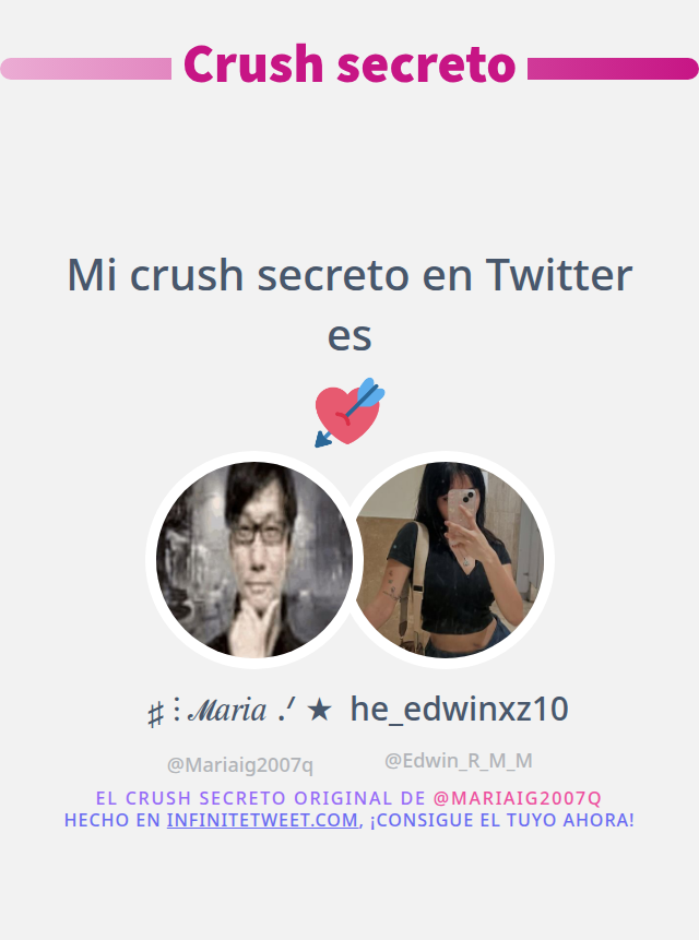 Mariaig2007q's tweet photo. Mi crush secreto en Twitter es @Edwin_R_M_M

➡️ https://t.co/uuSXzoQlI1 https://t.co/UGOTAduhF5