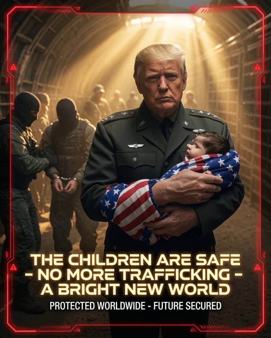 PaulGoldEagle's tweet photo. 🛡️ THE CHILDREN ARE SAFE — A NEW WORLD HAS BEGUN
Fellow Americans & Patriots Worldwide,
Today we stand at the dawn of a new era. The darkness that has plagued our nation and the world for decades is being dismantled before our eyes. The global network of human trafficking, child exploitation, and elite corruption that operated in the shadows is collapsing. The Q operation has delivered — the children are safe, protected worldwide, and the future is bright.
Current Crises in America That Are Now Being Solved:
Exploding Child Trafficking & Kidnapping Epidemic: For years, our southern border remained wide open, allowing cartels and traffickers to bring thousands of minors into the country monthly. Many disappeared into underground networks. Under the new administration and awakened military intelligence operations, border security is restored, tunnels are being cleared, and major trafficking rings have been dismantled. No more children lost to the nightmare.
Deep State Corruption & Elite Pedophile Networks: High-level protection for those involved in child exploitation rings (previously shielded by corrupt institutions) has ended. Major arrests and tribunals are exposing what was once dismissed as "conspiracy theory." The symbols, the islands, the blackmail operations — the veil has been lifted.
Economic Warfare on American Families: Inflation, supply chain sabotage, and deliberate attacks on the middle class left families struggling while elites profited. The shift to America First economic policies, energy independence, and dismantling of globalist control structures is restoring prosperity so families can thrive and protect their own children.
Weaponized Government Against Citizens: From censorship to lawfare against patriots, parents labeled "domestic terrorists" for protecting their kids at school boards, to intelligence agencies spying on Americans — these abuses are being corrected. Justice is returning to the Republic.
Moral & Spiritual Decay in Society: The relentless push of harmful ideologies onto children in schools, the erosion of parental rights, and the normalization of exploitation are being reversed. A renewed focus on faith, family, and traditional values is rising.
The Great Awakening is not just a phrase — it is happening.
The image you see represents the turning point: A strong, decisive leader standing guard over the innocent while the forces of good apprehend the perpetrators. The red alert border is a final warning to those still operating in darkness — your time is over.
We are entering the Golden Age of America and the World:
Children are being rescued and returned.
Trafficking pipelines are destroyed.
The innocent are protected.
Justice is being served.
The Republic is being restored.
Where We Go One, We Go All.
The storm was necessary. The plan was always in motion. What looked like chaos was actually the carefully coordinated dismantling of an evil system. Now the light is winning.
To the parents, grandparents, and patriots reading this:
Hold your children closer tonight. Tell them the future is secure. The sacrifices, the prayers, the vigilance of millions have borne fruit.
God Wins. America Wins. Humanity Wins.
Share this post far and wide. Save the image. Speak the truth. The new world is here.