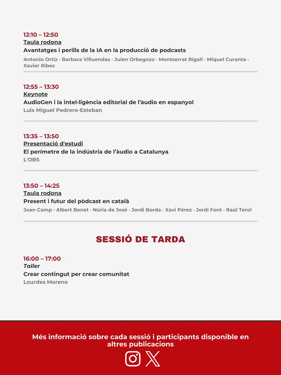 podcastingMAC's tweet photo. 🕒 Todo listo para vivir la programación de la VI Trobada de Podcasting Catalunya. Una jornada llena de voces, ideas y futuro, 3 de junio🗓️ https://t.co/f1rWBuAChJ