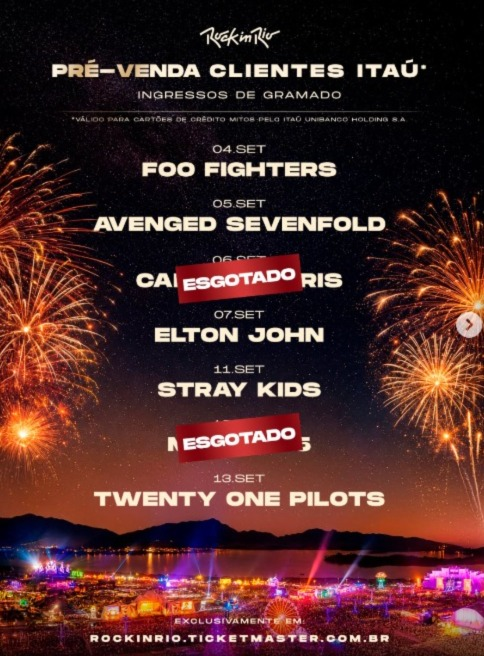 Moodgate_'s tweet photo. o rock in rio abriu a pré-venda e a resposta veio rápido: 06.SET e 12.SET já estão esgotados. 🔥

calvin harris, black eyed peas, maroon 5, demi lovato e companhia precisaram de pouco mais de uma hora para zerar os ingressos disponíveis.

e isso é só o começo... https://t.co/rnIVwjBDWP