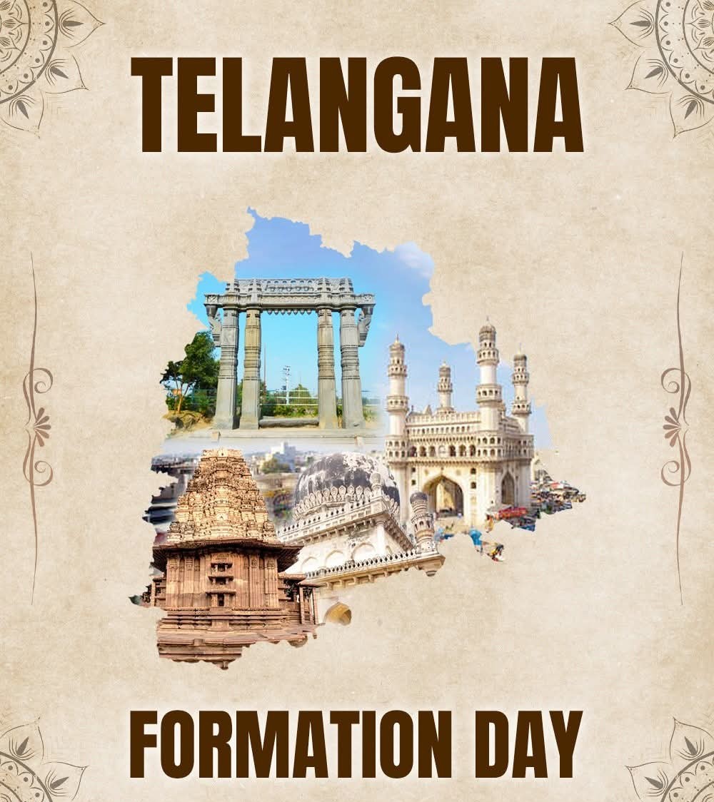 sanjaibanoth's tweet photo. On Telangana Formation Day, celebrate the indomitable spirit, rich heritage &amp; remarkable resilience of India's youngest state. This special occasion honors the aspirations &amp; upholding constitutional values, and preserving the unique identity that makes Telangana a beacon of pride https://t.co/M0IWdvdZK1